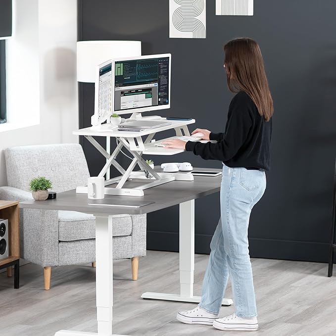 VIVO 36 inch Desk Converter, K Series, Height Adjustable Sit to Stand Riser - Image 9