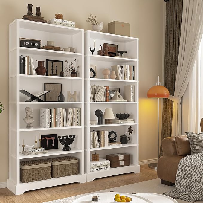 TVU 6-Tier Wooden Bookshelf, 77.2" Tall Farmhouse Style Open Bookcase, 31.5" W - Image 2