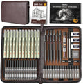 nicpro 58pcs art drawing supplies kit in leather, main product view