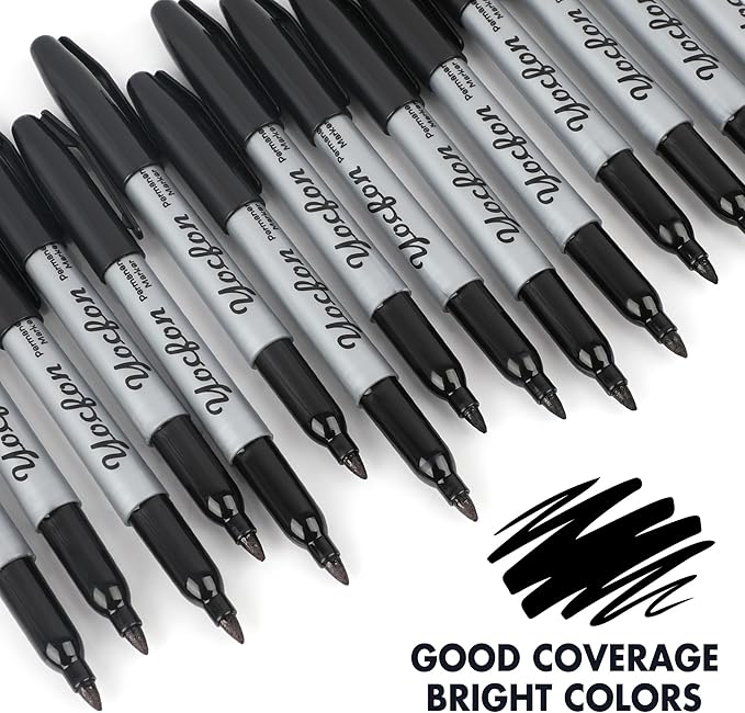 Yocfon Permanent Markers Bulk, Fine Tip, Waterproof Markers, Works On Plastic - Image 5