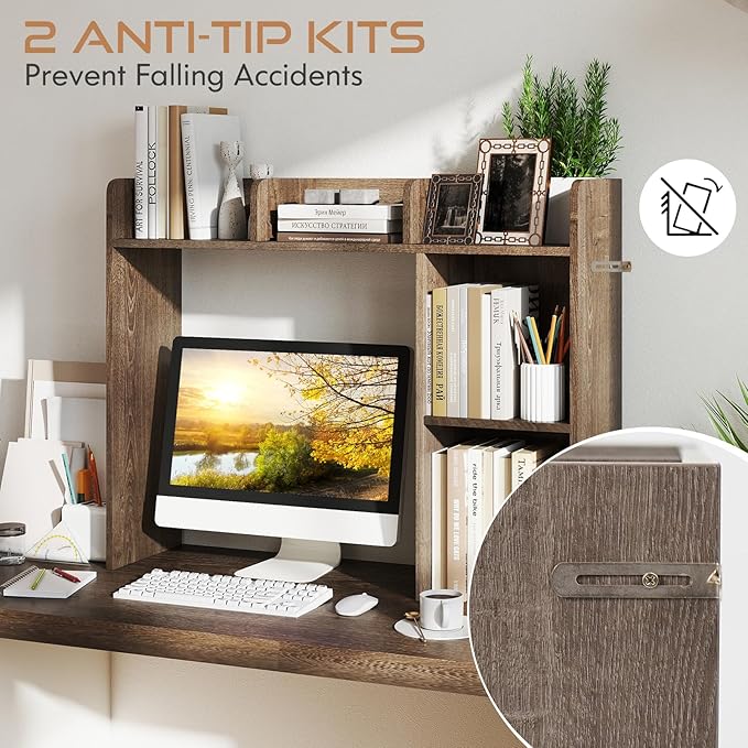 Tangkula Desktop Bookshelf, Countertop Storage Hutch - Image 8