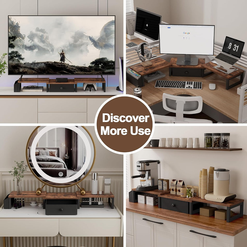 land·voi heavy duty dual monitor stand, holds 2, front angle view