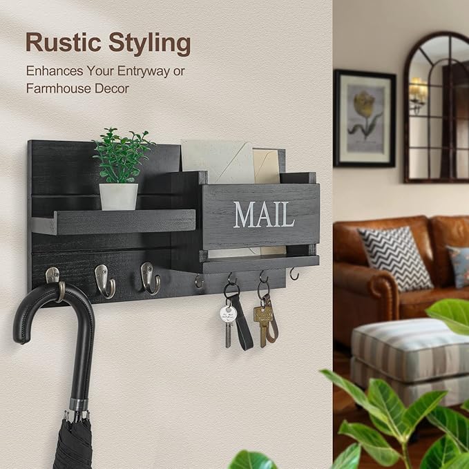 Lwenki Mail Organizer for Wall Mount – Key Holder - Image 4