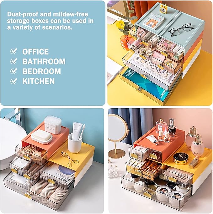 DETEIN 2PACK Stackable Desktop Storage Organizer Plastic Desk Organizer - Image 7