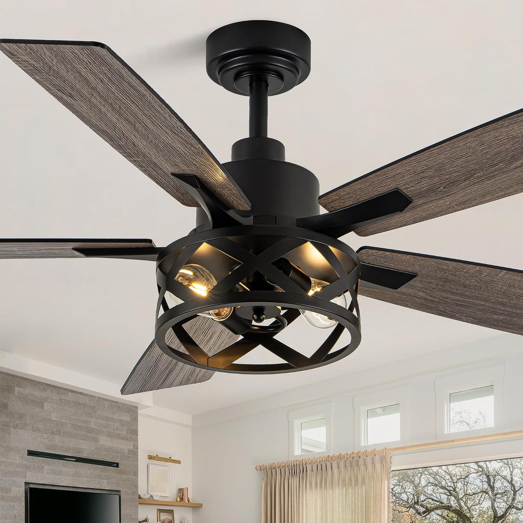 dawn whisper 52 inch black farmhouse ceiling fans, main product view
