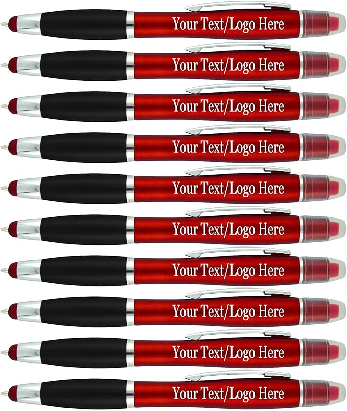 Personalized Pens with Gel Highlighter and Stylus -200 Pack Bulk-Free Imprint - by Sypen