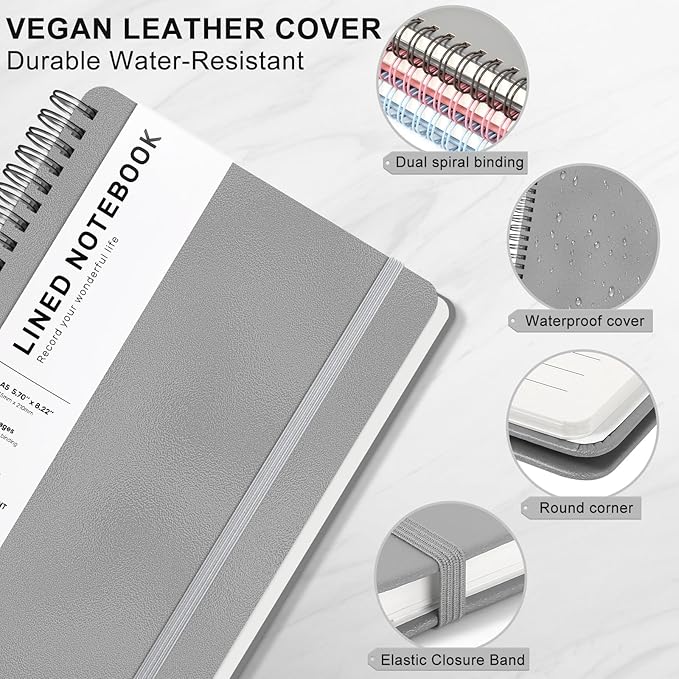 ABERLLS Gray Lined Spiral Journal Notebook - Image 4