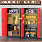intergraet metal storage cabinet with adjustable shelves, garage showing dimensions