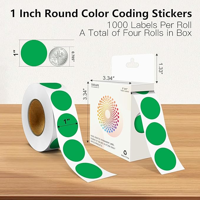 Green 1 Inch Round Color Coding Labels - Image 2