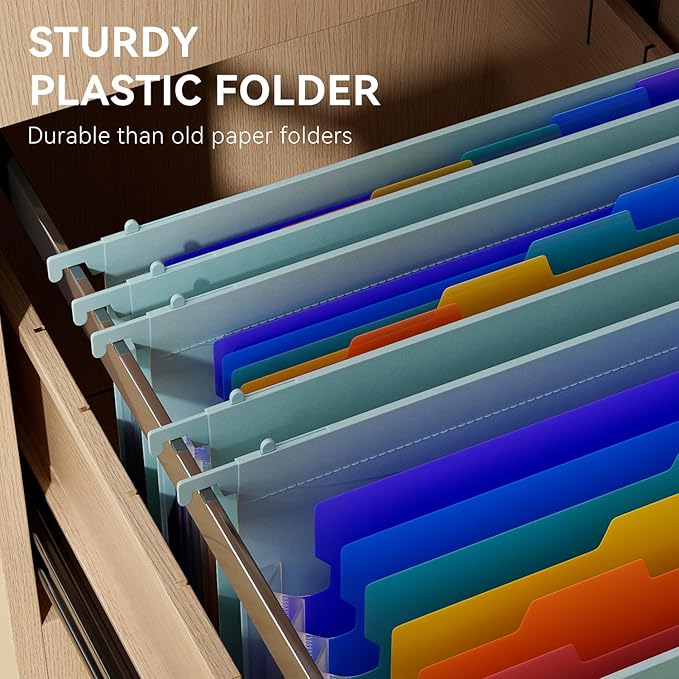 ThinkTex Plastic Expanding Hanging File Folders, 7 Innovative 1.2" Accordion - Image 3