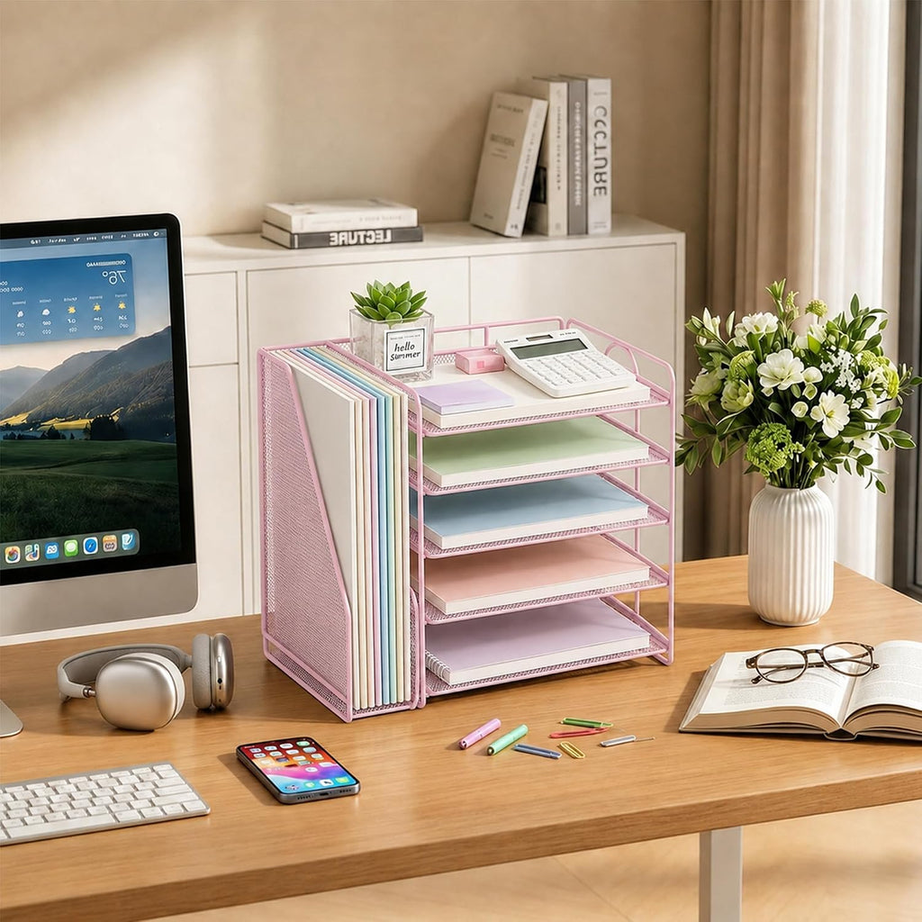 opnice desk organizer, 5-tier paper organizer letter tray on a desk or shelf