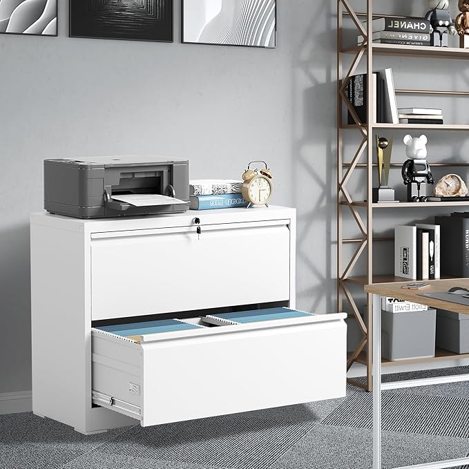 FLIXELIO File Cabinets 2 Drawer, Metal Office Storage Filing Cabinet - Image 2