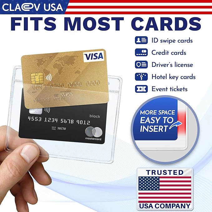 Claev - Horizontal Flexible and Tear Resistant Card Protector - Clear, 4x3 Inch - Image 2