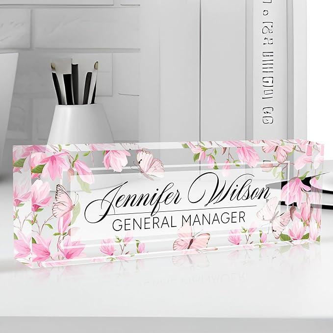 AZUFEMOS Personalized Acrylic Desk Name Plate - Image 4