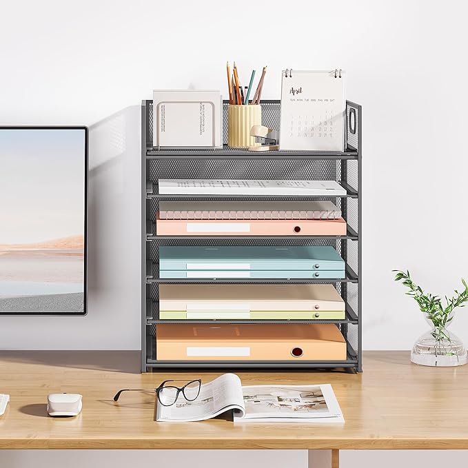 Subekyu 6-Tier Desk Paper Organizer, Desktop File Letter Tray - Image 7