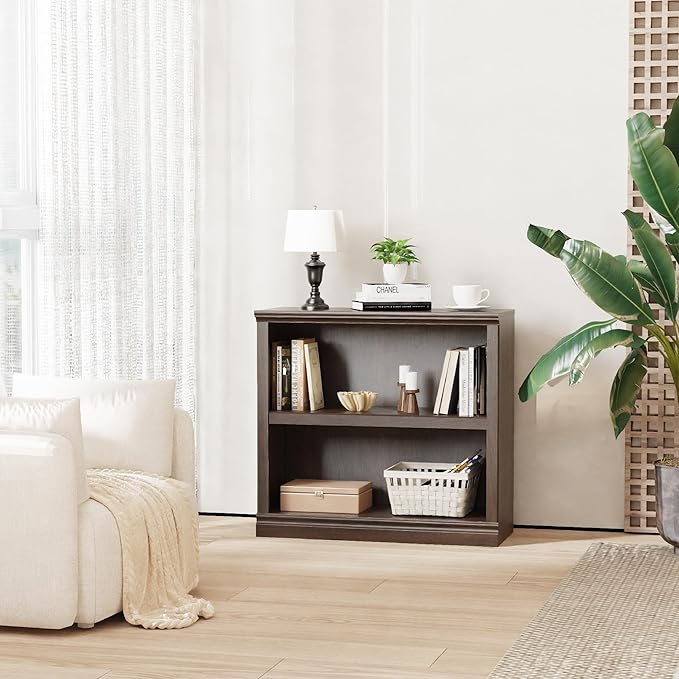 blini 2-Shelf Bookcase Wooden Bookshelves 33in Wide Floor Standing Display - Image 5