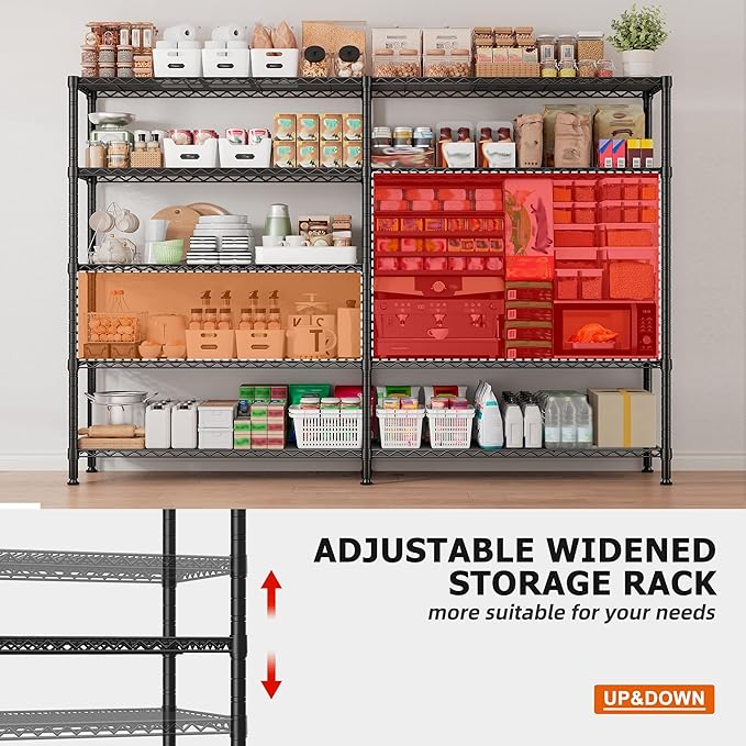 REIBII 1600LBS Storage Shelves 69.8''W Metal Shelving 5 Tier Wire Shelving Unit - Image 6