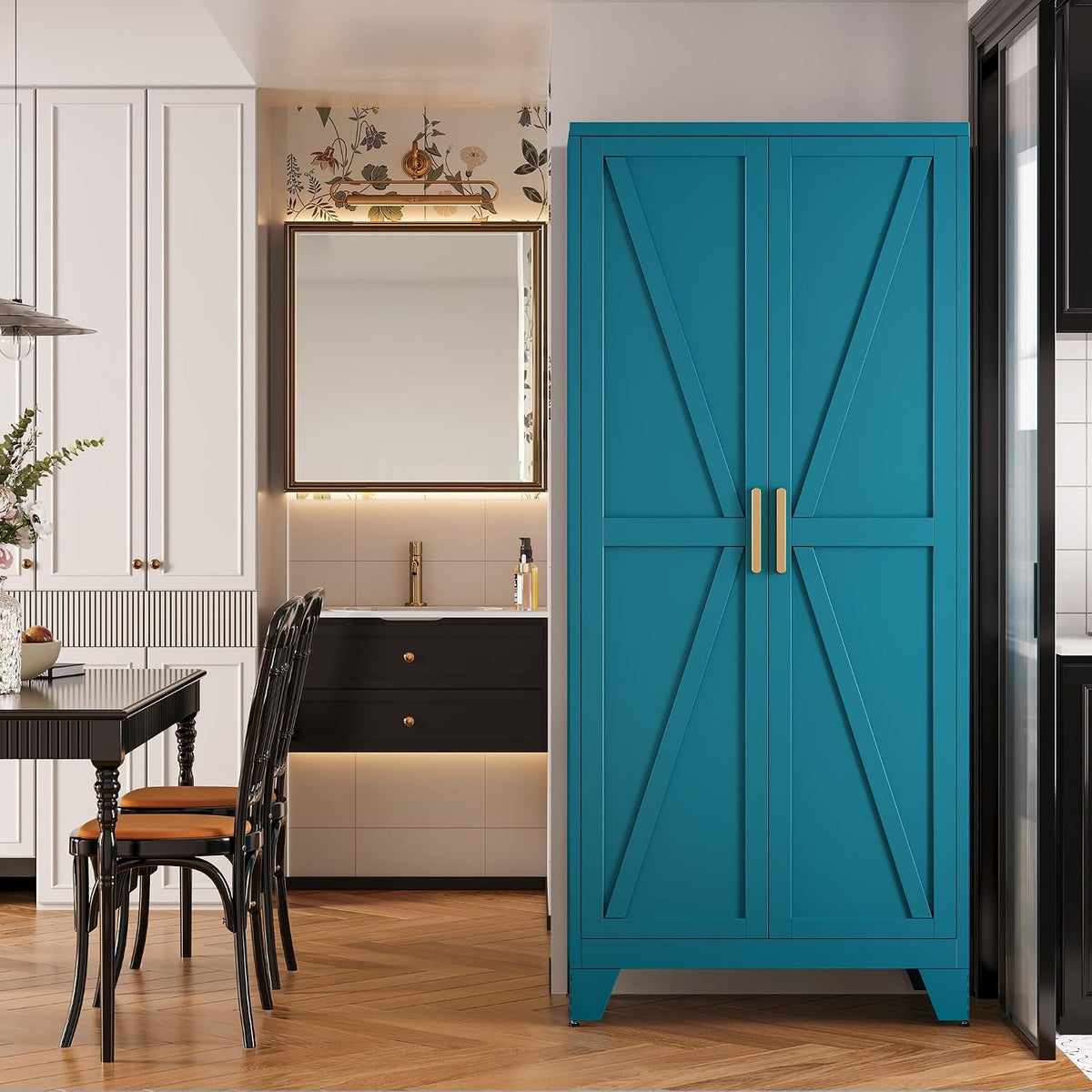 qinptwut 71" metal storage cabinet with doors and, close-up detail