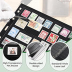5 Sheets 10 Pages Postage Stamp Album Pages, 7 Pockets 7.7x 1.35in Stamp - Image 4