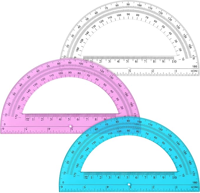Zonon 3 Pack 6 Inch Plastic Protractor Christian Charity Donation 180 Degrees by Zonon