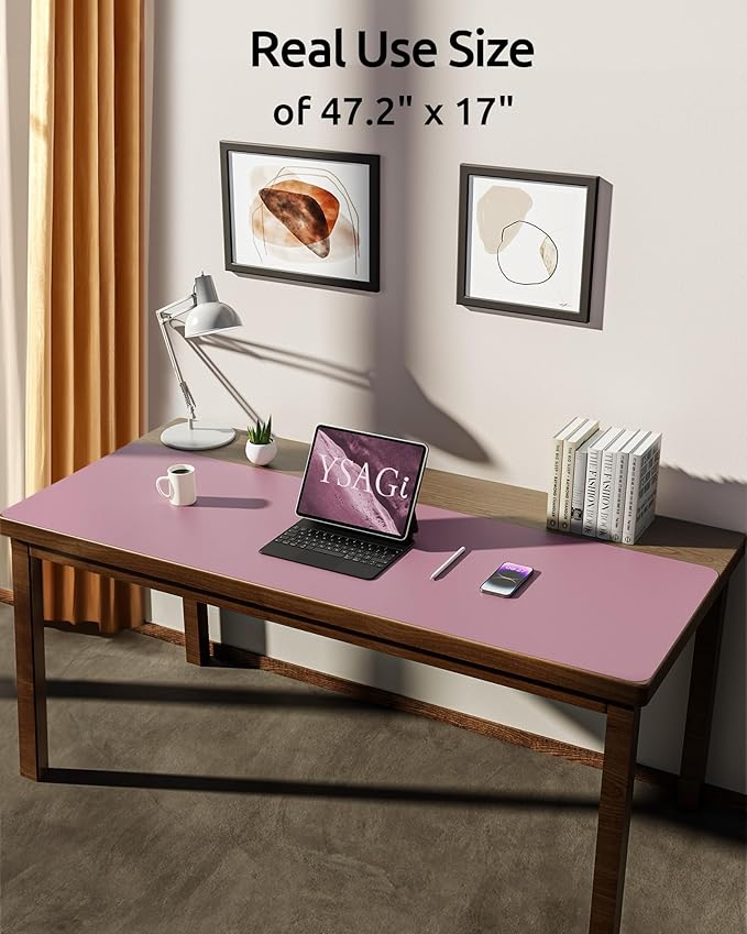 YSAGi Leather Desk Protector, Office Mat, Large Mouse Mat, Non-Slip PU Leather - Image 2