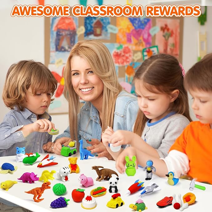 100 Pack Animal Erasers Desk Pet - Image 2