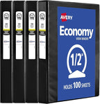 Avery Standard View 3 Ring Binder, 0.5" Round Rings, 100-Sheet Capacity by Avery