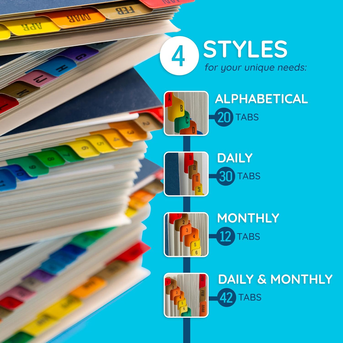Blue Summit Supplies Desk File Sorter, Letter, 1-31 & Jan-Dec Tabs, Blue