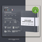 Beechmore Books Square Sketchbook – 8x8 Premium Vegan Leather Bound Large - Image 2