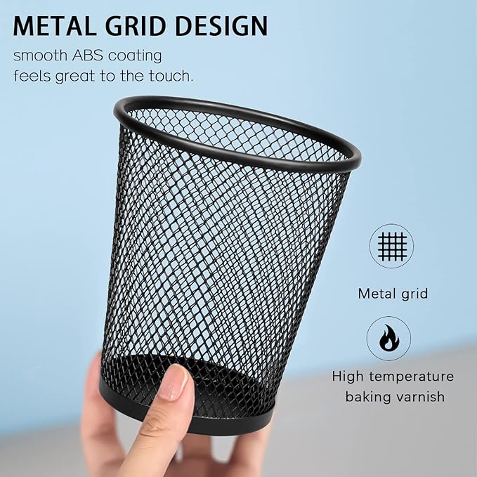 Gwybkq Pen Holder for Desk Mesh Pen Cups Metal Pencil Holder 12 Packs Desk - Image 6