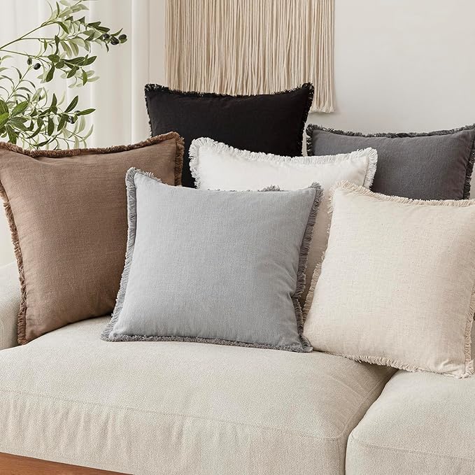 Foindtower Set of 2 Decorative Linen Fringe Lumbar Throw Pillow Covers - Image 7
