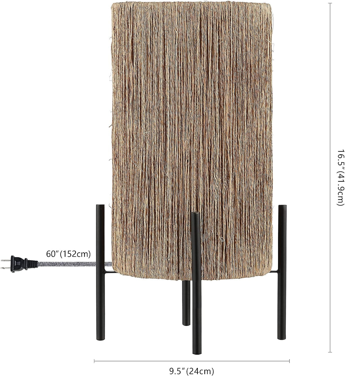 JONATHAN Y Kai Table Lamp Coastal Minimalist Rattan 16.5", Light Brown