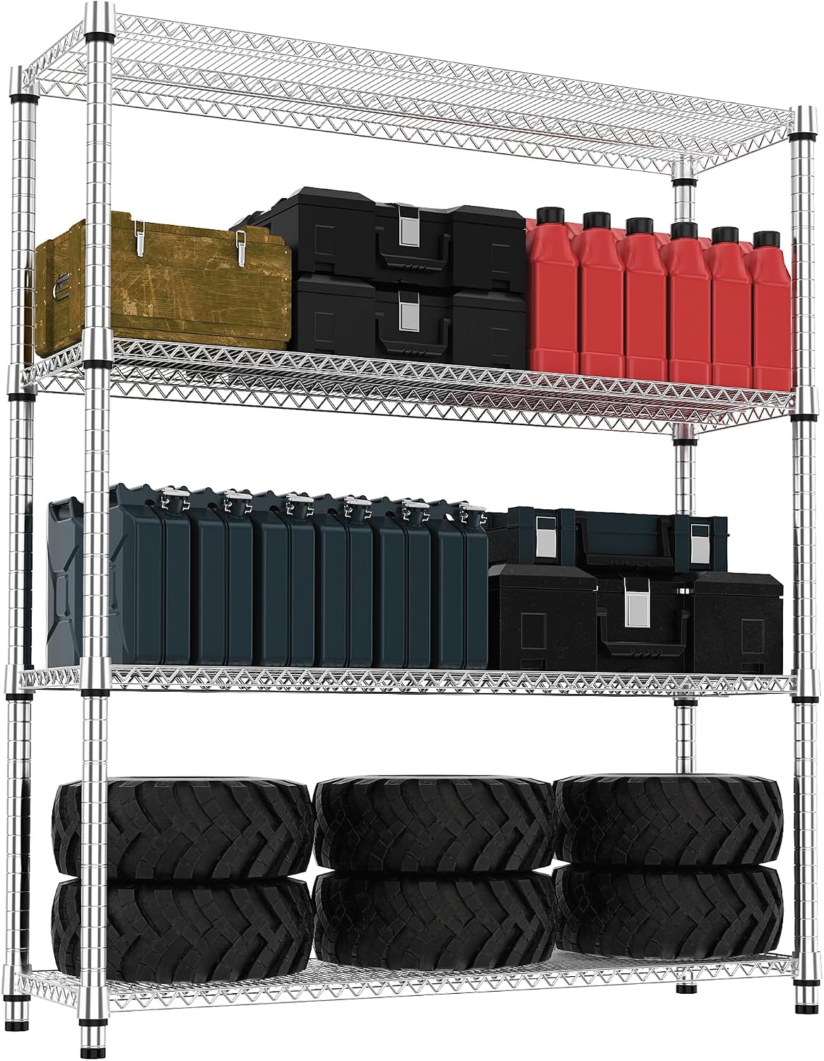 M MZG 4 Tiers Shelf 2640 lbs Steel Storage Shelving Utility Shelving Unit Steel