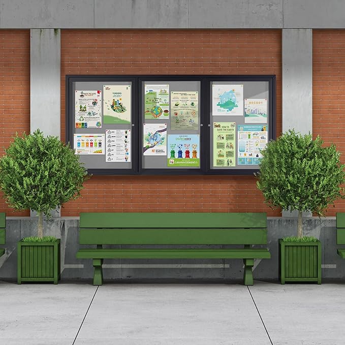 SWANCROWN Outdoor Bulletin Board 70x36in, Enclosed Bulletin Board - Image 8
