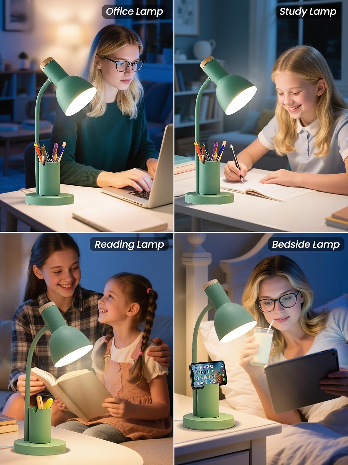 LED Desk Lamp for Home Office, Table Lamp with Pen Holder, 3 Color Modes Read...