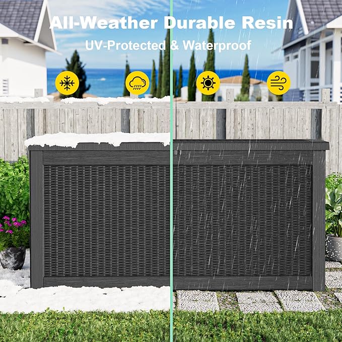 EasyUp 320 Gallon Deck Boxes Waterproof, Outdoor Large Storage Boxes - Image 6