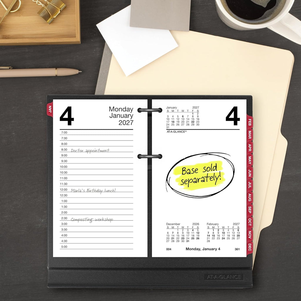 AT-A-GLANCE 2027 Desk Calendar Refill, Daily Desk Pad Refill, 3.5" x 6", Standard, Loose-Leaf (E717T5027)