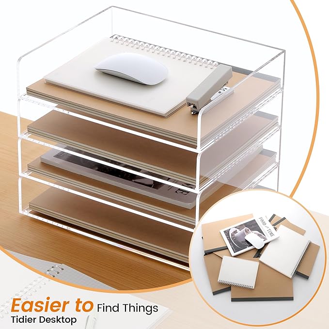 Acrylic Paper Tray, 4 Tier Paper Organizer - Image 3