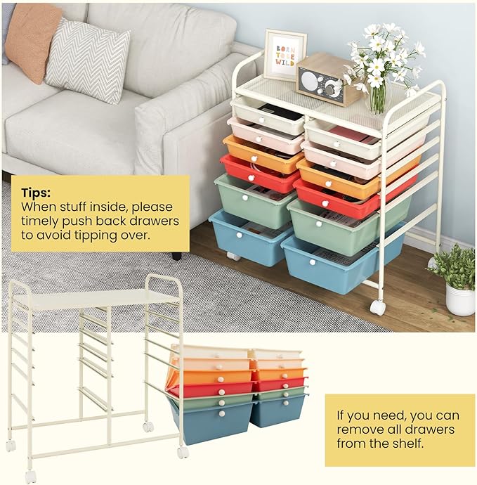 Giantex 12 Drawer Rolling Storage Cart Tools Scrapbook Paper Office School - Image 6