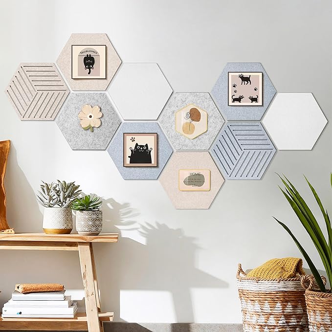 12'' Medium Hexagon Cork-Bulletin Board Tiles Adhesive 10PCS 12x10 inch - Image 8