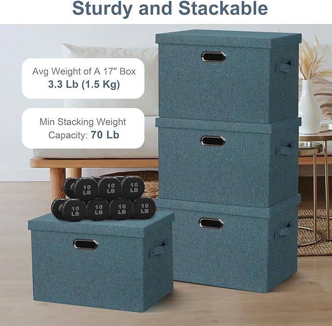 Graciadeco Large 17" 36 Quart Collapsible Stackable Storage Bins - Image 3