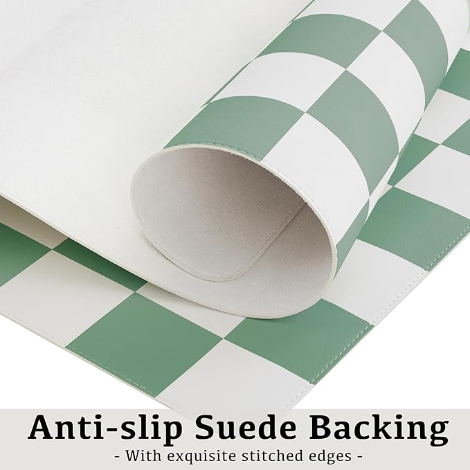 Ohocut Checkered Desk Mat, Large Cute Aesthetic Retro PU Leather Computer - Image 7