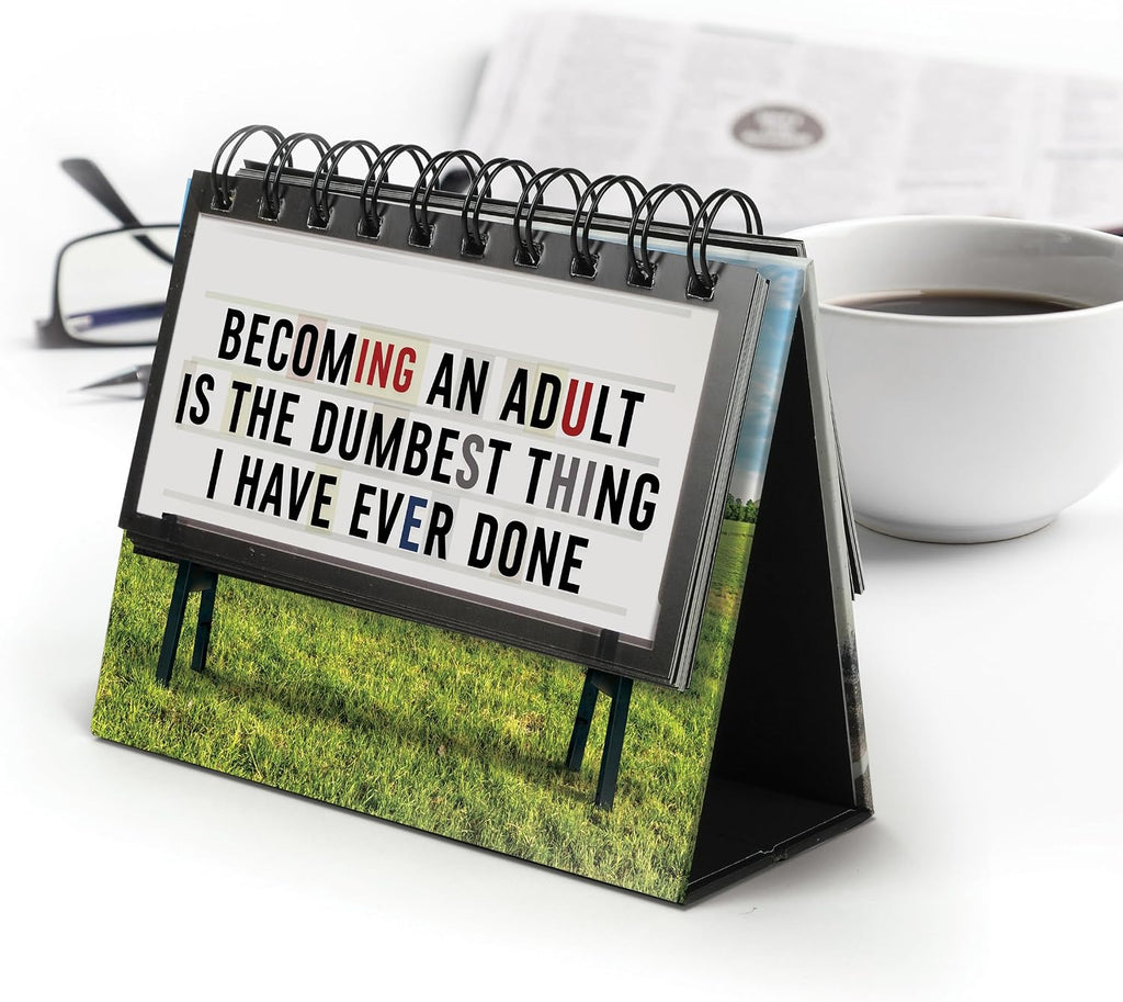 Genuine Fred Daily Marquee Desktop Flipchart, 52 Witty Signs, Fun & Functional Desk Accessories for Home or Office, Funny Gift for Coworkers, Office Gifts