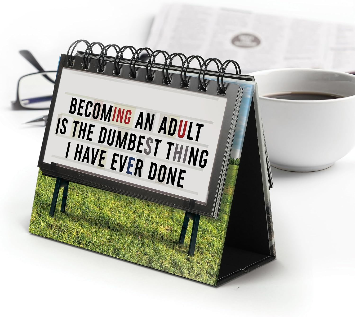 Genuine Fred Daily Marquee Desktop Flipchart, 52 Witty Signs, Fun & Functional Desk Accessories for Home or Office, Funny Gift for Coworkers, Office Gifts