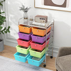 LDAILY 10 Drawer Rolling Cart, Storage Cart Organizer on Wheels, Drawer Cart - Image 2
