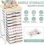 SYKIARIOL Rolling Cart with Drawers, 12 Drawer Rolling Cart, Rolling storage - Image 3