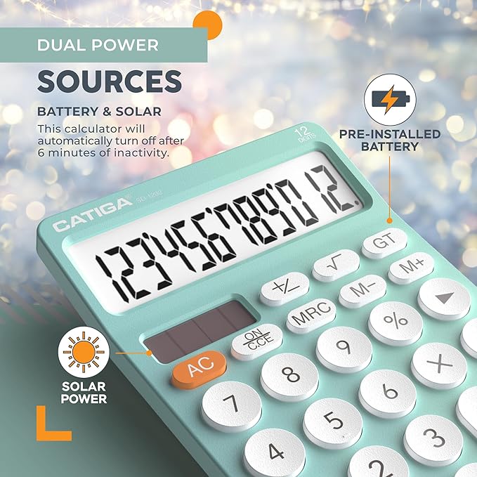 CATIGA 12 Digit Desktop Calculator Basic Desk Calculator - Image 7