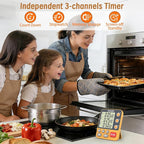 FCXJTU Digital Dual Triple Kitchen Timer, 3-Channel Magnetic Countdown Timer - Image 2