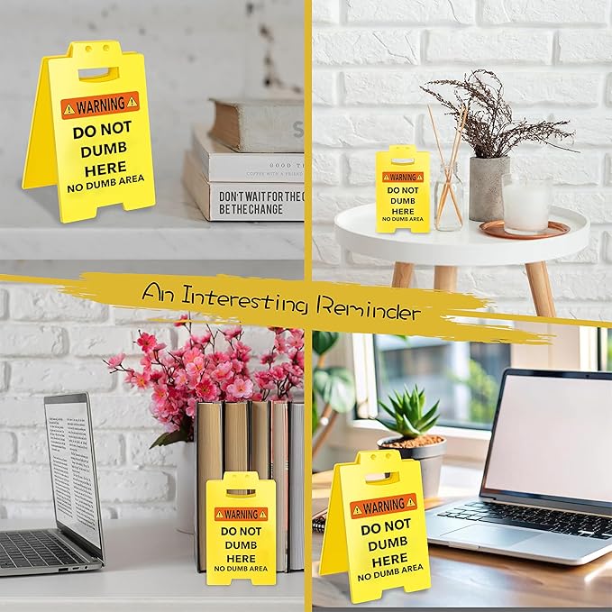 Smilelife Funny Office Cubicle Decor No Dumb Area Desk Sign Team Office Gag - Image 4