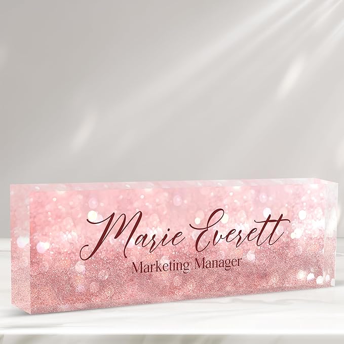 Personalized Name Plate for Desk Custom Acrylic Desk Name Plate Custom Employee by AZUFEMOS